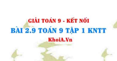 Bài 2.9 SGK Toán 9 tập 1 Kết nối tri thức